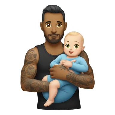 Tattooed mom and dad with a fat chubby baby  sticker