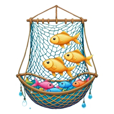 fishes stuck with fishing net sticker
