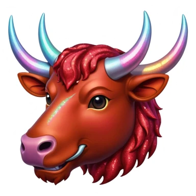 red glitter horned ox sticker