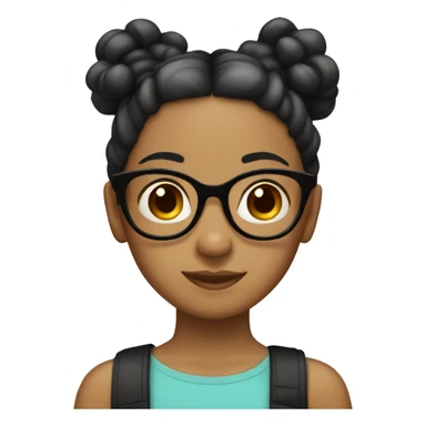 Girl with black pigtails tan skin red glasses sticker
