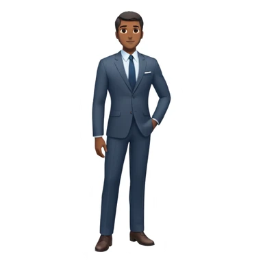 A full-body digital illustration of a Black man standing ,confidently in a  suit, sticker