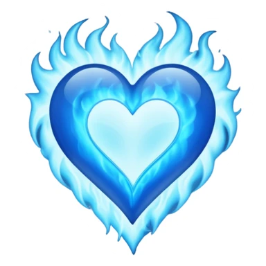 Blue flames in the shape of an all blue heart sticker