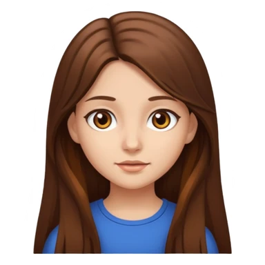 Emoji Fille cheveux long et brun yeux brun sticker
