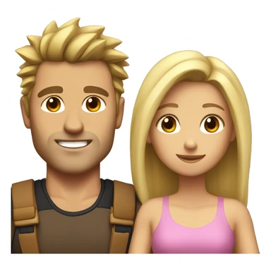 A couple. The guy is very muscular with spiky brown hair and the girl has long blonde hair  sticker