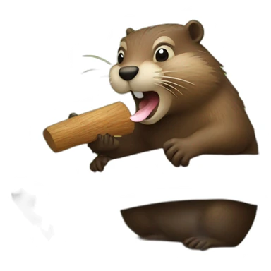 Beaver biting wood sticker