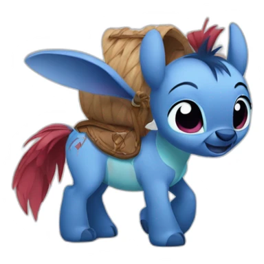 Stitch sur un poney sticker