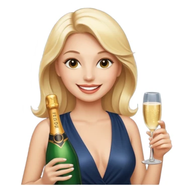 Glamorous blonde lady holding champagne bottle sticker