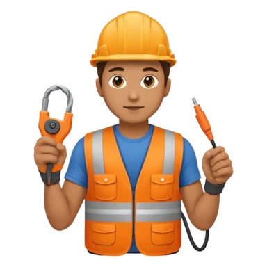 Electrician + cable coil + orange vest sticker