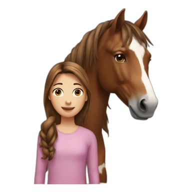 Horse with spots next to a brown-haired girl sticker