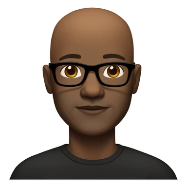bald man in black shirt with brown eyes glasses and boston terrier sticker