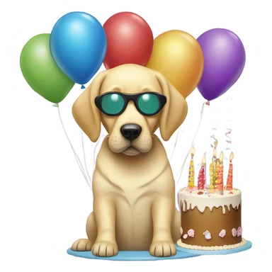 Yellow lab with goggles celebrating it’s birthday sticker