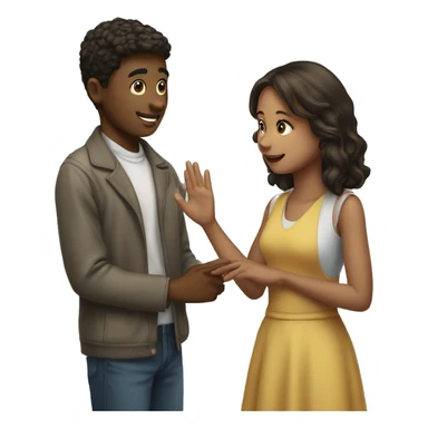 Young man giving a hand to a young woman sticker