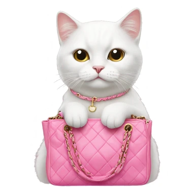 White cat in pink chanel bag sticker