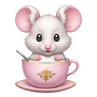 Cute cartoon mouse holding a teacup with steam rising sticker