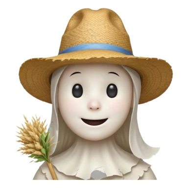 friendly ghost farmer portrait, head and shoulders only, straw hat, soft pale glow, gentle smile, cute cracked texture (not scary), cozy village vibe, warm lighting, 3D cartoon, mobile game icon style, clean background, no text, no watermark
 
 sticker