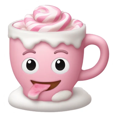 baby pink chrsitmas mug with pink milk and chocolate milk swirl and marshmellows sticker