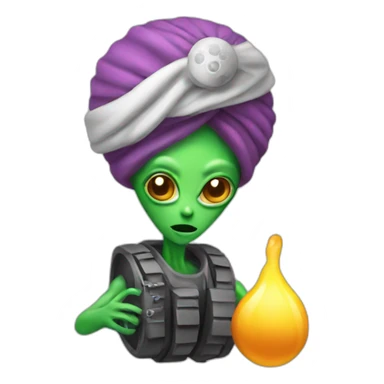 alien with turban holding bomb sticker