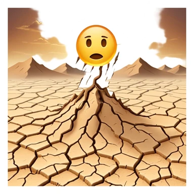 3D render of Drought Crack, miniature weather phenomenon, volumetric particle effects, parched brown earth ground texture, elemental energy, emoji style, isolated on white background --v 6.0. sticker