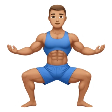 bodybuilder blue short warrior-II yoga pose sticker