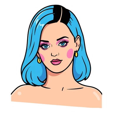 8k, 5000x5000px resolution, clean, smooth, thin lines, ultra detailed, hyperrealism, celebrity, singer Katy perry 2023. Glossy appearance, clean thin lines, vivid, clean appearance.  sticker