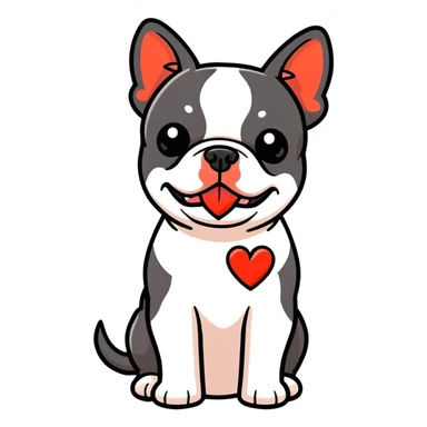 Red Boston terrier heart sticker