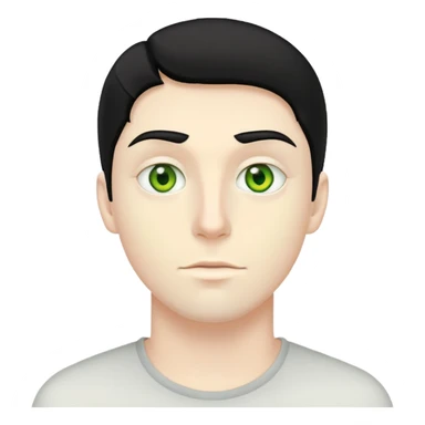 A white guy with black hair and yellow green eyes sticker