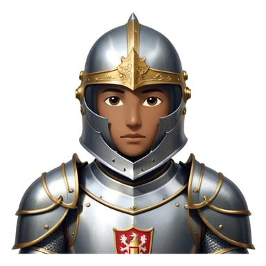 Clash of Clans aesthetic friendly Knight Portrait Emoji, With a noble, armored build featuring a gleaming suit adorned with intricate heraldry and a determined gaze behind a visored helm, his face rendered in a natural skin tone (not yellow), Simplified yet dynamic features, highly detailed, glowing with a cool, steely radiance, high shine, courageous and resolute, stylized with an air of chivalric valor, focused and stalwart, soft glowing outline, capturing the essence of a valiant knight ready to charge into epic quests with honor! sticker