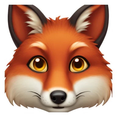 deep lush red fox face with tiny red heart instead of eyes sticker
