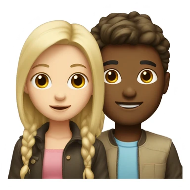 blonde boy and brunette girl sticker