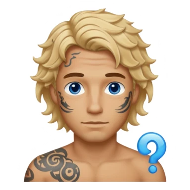 man with tattoo, blonde wavy hair sticker