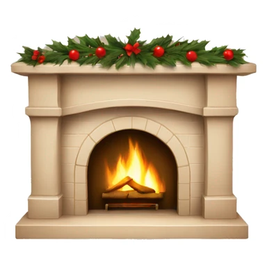 Christmas asthetic beige fireplace sticker