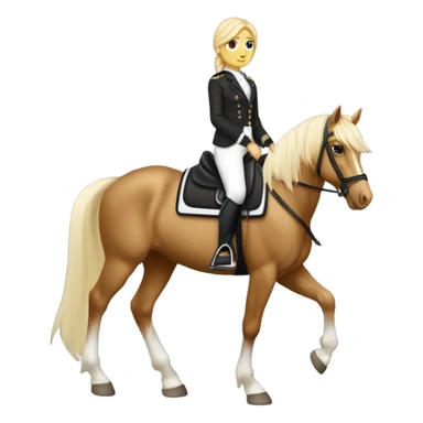 Un cheval Palomino en tain de galoper il a un tapis noir à paillettes sur le dos, sa cavalière qui est sur lui est une fille blanche avec les cheveux marrons elle porte un pantalon noir et une veste de sport noir  sticker
