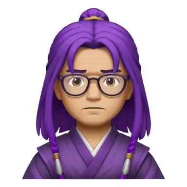 purple long hair samurai with glasses sticker