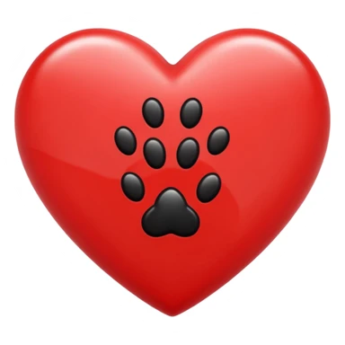 red heart with black paw prints sticker