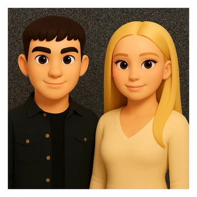 Make the people stand a little further apart from each other, preserving the original style and background. sticker