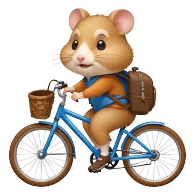 A hamster is riding a bicycle and wearing a backpack. sticker