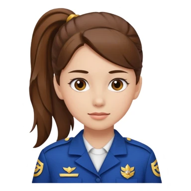 Young Female: ponytail brown haiir, wearing uniform, white skin sticker