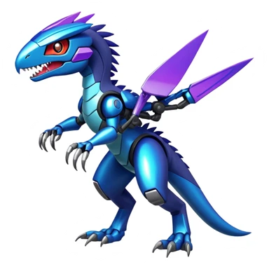 Shiny Futuristic Fakemon-Pokemon-Digimon-Spectrobes-Raptor-fusion, full body sticker