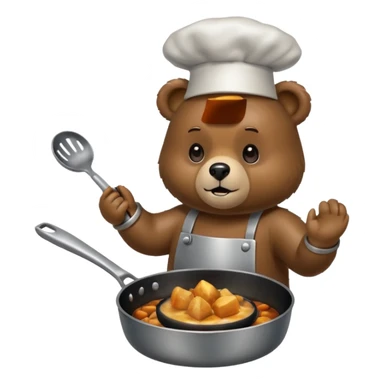 A bear cooking an iphone in a frying pan sticker