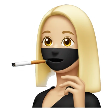 Blonde bob girl smoking a cigarette with black clothes sticker