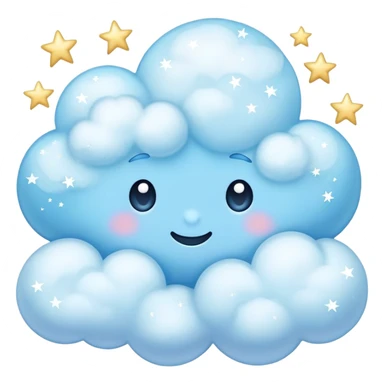 pastel blue cloud with sparkling stars sticker