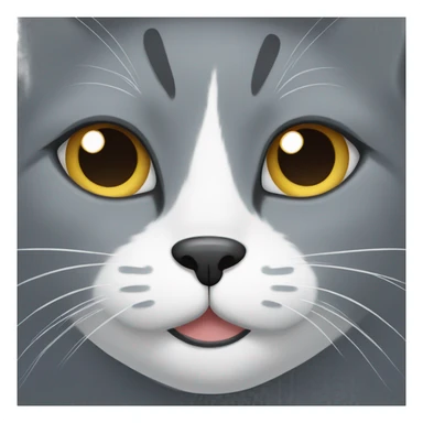Grey cat with white nose sticker