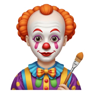 clown before make up with brush in hand sticker