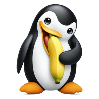 a penguin eating a banana   sticker