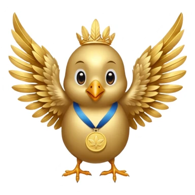 Happy small bird with a gold medal  sticker
