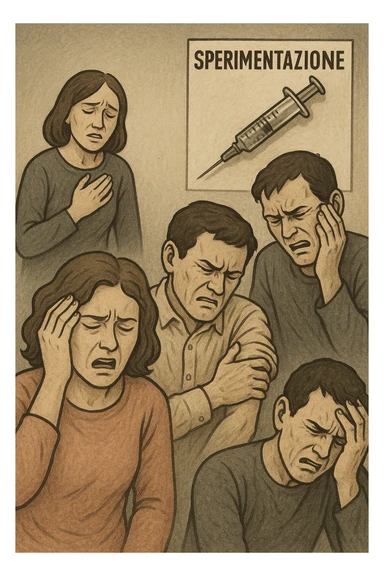 Donne e uomini che stanno male a causa di un vaccino chiamato "Sperimentazione" sticker