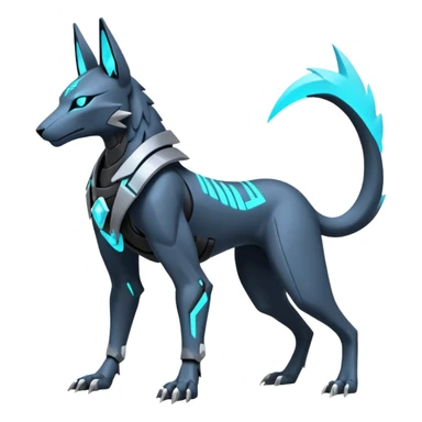Dark pastel crystallic cyberpunk intricate neon glowing grey white futuristic cyborg-Anubis-Zeraora-Zoroark-fusion (full body) sticker