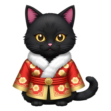 Black cat themed in Asian outfit sticker