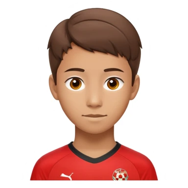 - Nam
- 15 tuổi
- Da vàng
- Tóc nâu, ngắn
- Mặt dài, Cười mỉm
- Áo bóng đá màu đỏ
 sticker