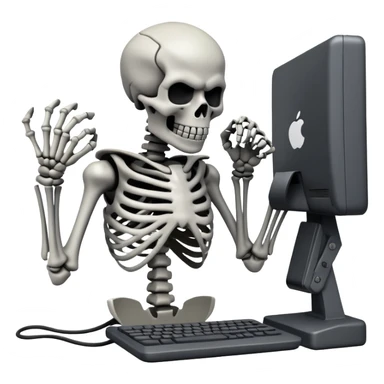 Angry skeleton, punching computer sticker